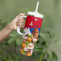 Personalized Armenia Heritage Tumbler With Handle Ararat Monastery Rising In Freedom Patriotic Doves