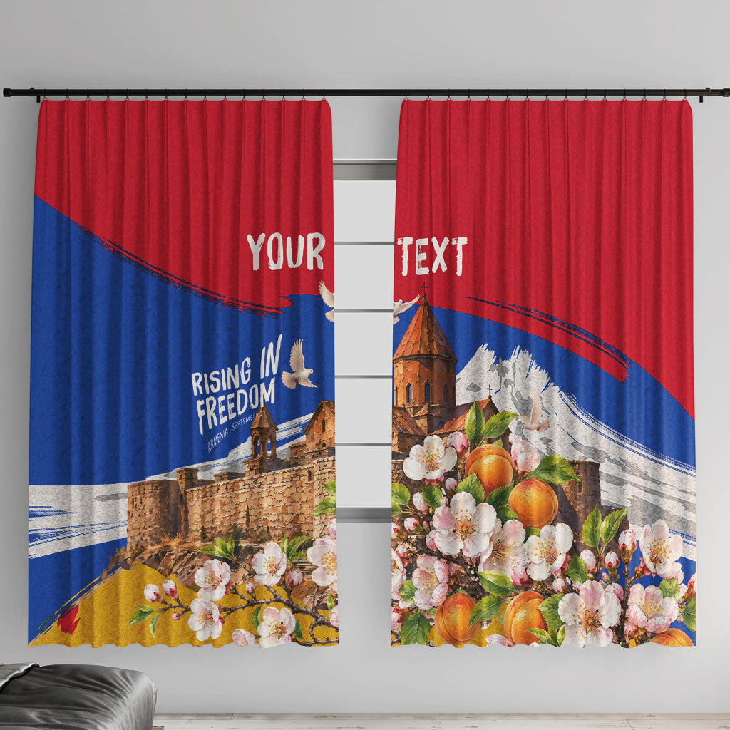 Personalized Armenia Heritage Window Curtain Ararat Monastery Rising In Freedom Patriotic Doves