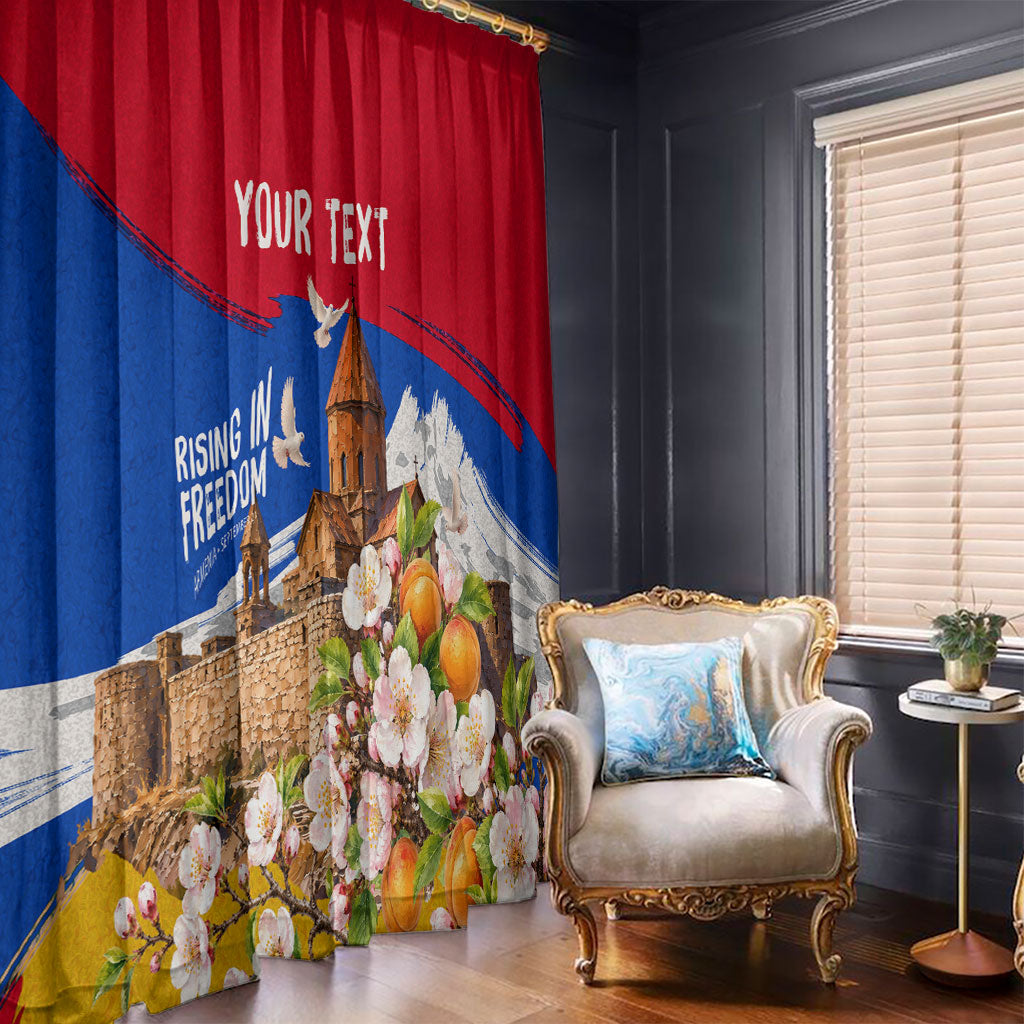 Personalized Armenia Heritage Window Curtain Ararat Monastery Rising In Freedom Patriotic Doves