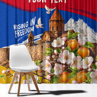 Personalized Armenia Heritage Window Curtain Ararat Monastery Rising In Freedom Patriotic Doves