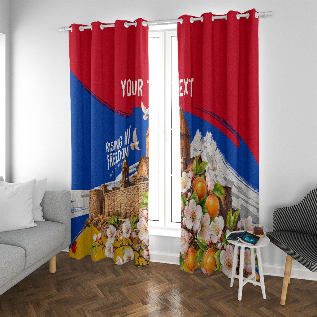 Personalized Armenia Heritage Window Curtain Ararat Monastery Rising In Freedom Patriotic Doves