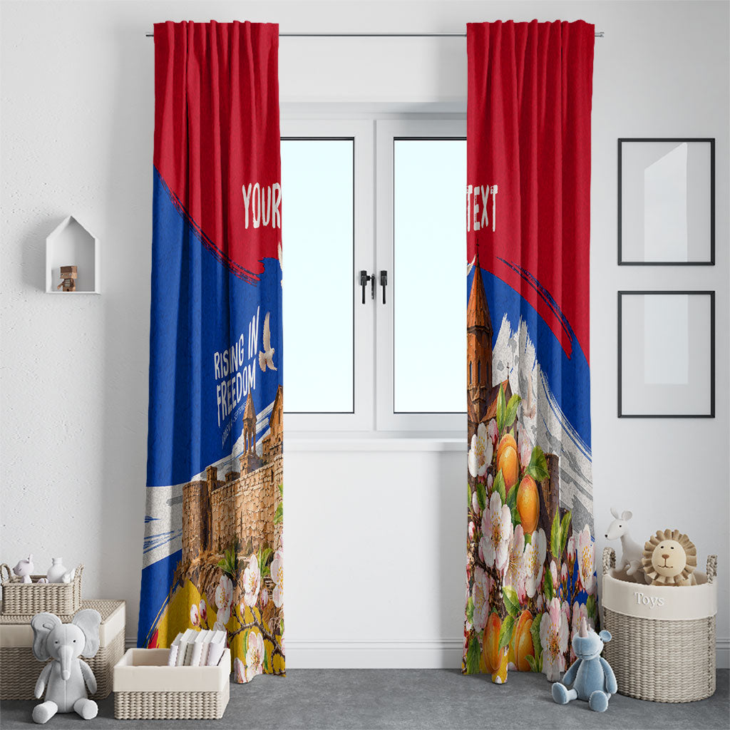 Personalized Armenia Heritage Window Curtain Ararat Monastery Rising In Freedom Patriotic Doves
