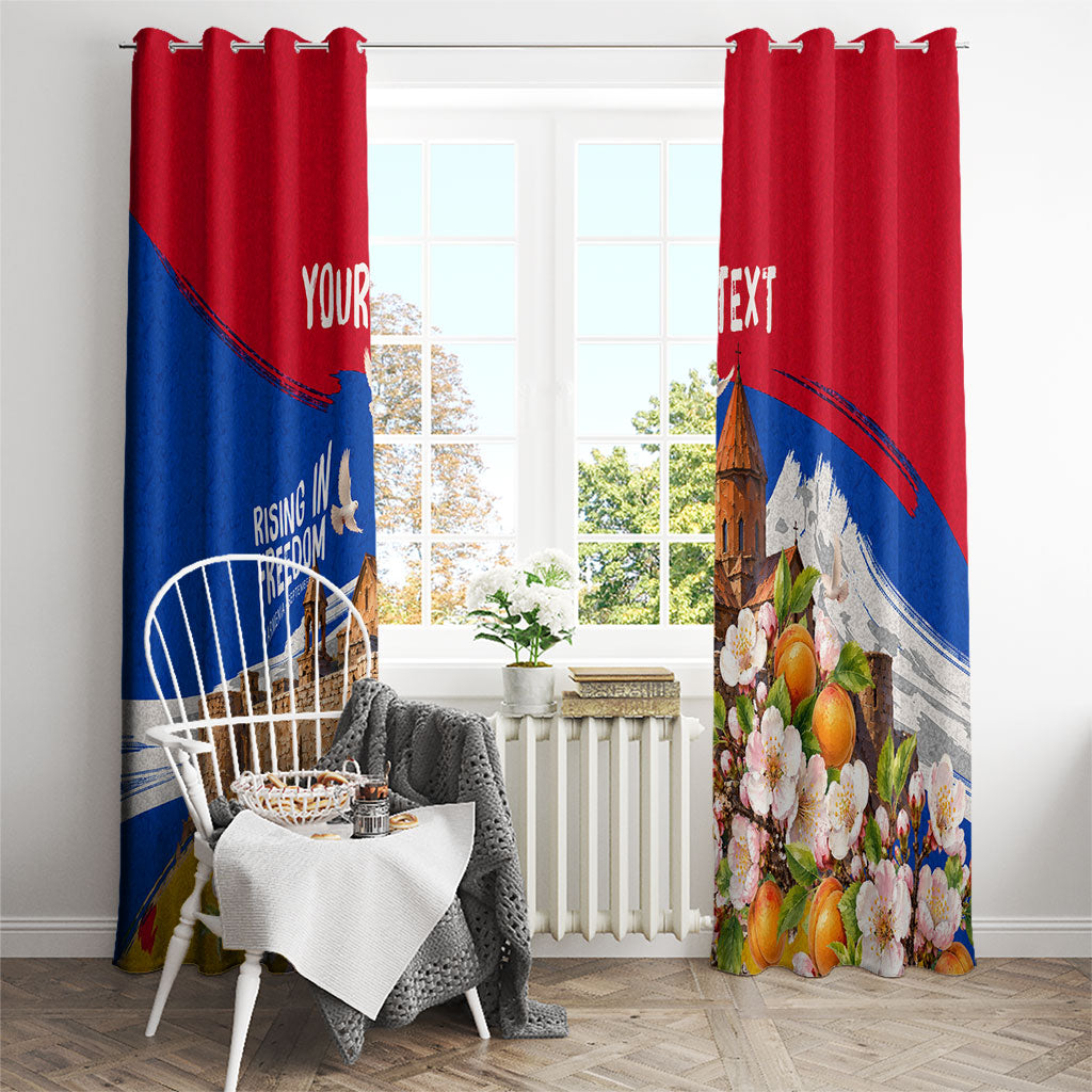Personalized Armenia Heritage Window Curtain Ararat Monastery Rising In Freedom Patriotic Doves