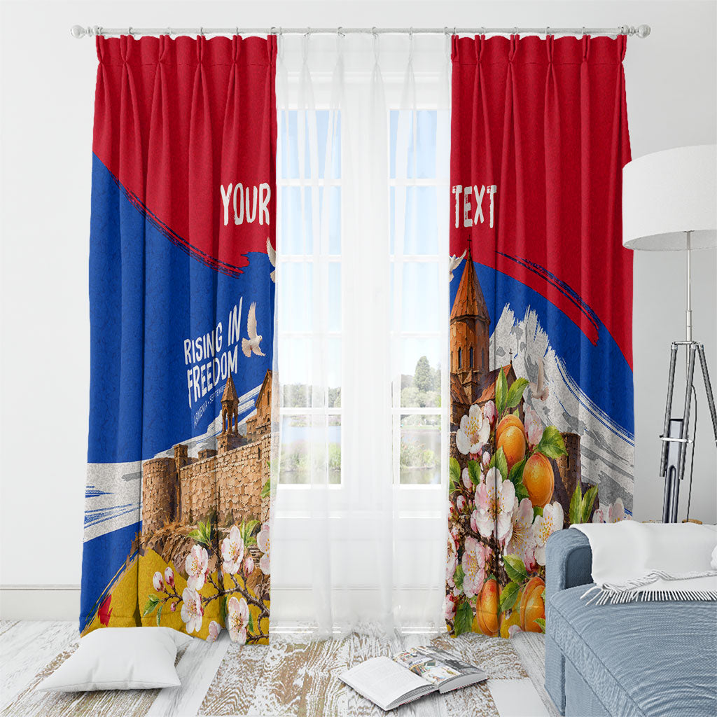 Personalized Armenia Heritage Window Curtain Ararat Monastery Rising In Freedom Patriotic Doves