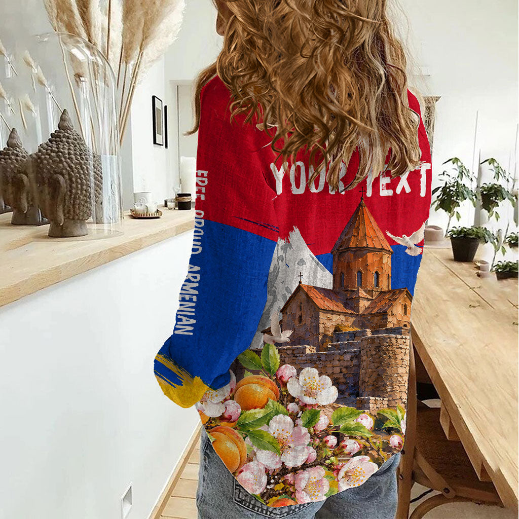 Personalized Armenia Heritage Women Casual Shirt Ararat Monastery Rising In Freedom Patriotic Doves