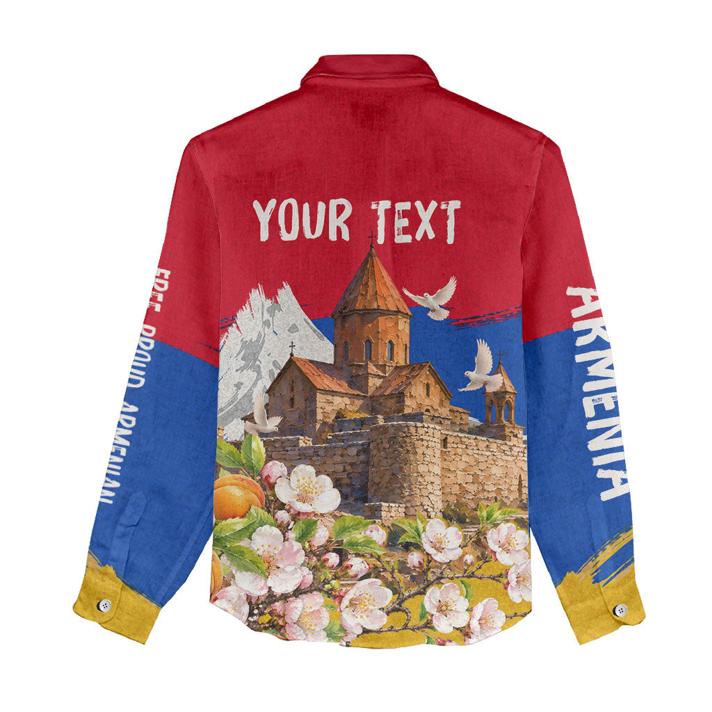 Personalized Armenia Heritage Women Casual Shirt Ararat Monastery Rising In Freedom Patriotic Doves