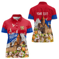 Personalized Armenia Heritage Women Polo Shirt Ararat Monastery Rising In Freedom Patriotic Doves