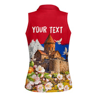 Personalized Armenia Heritage Women Sleeveless Polo Shirt Ararat Monastery Rising In Freedom Patriotic Doves