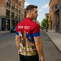 Personalized Armenia Heritage Zipper Polo Shirt Ararat Monastery Rising In Freedom Patriotic Doves