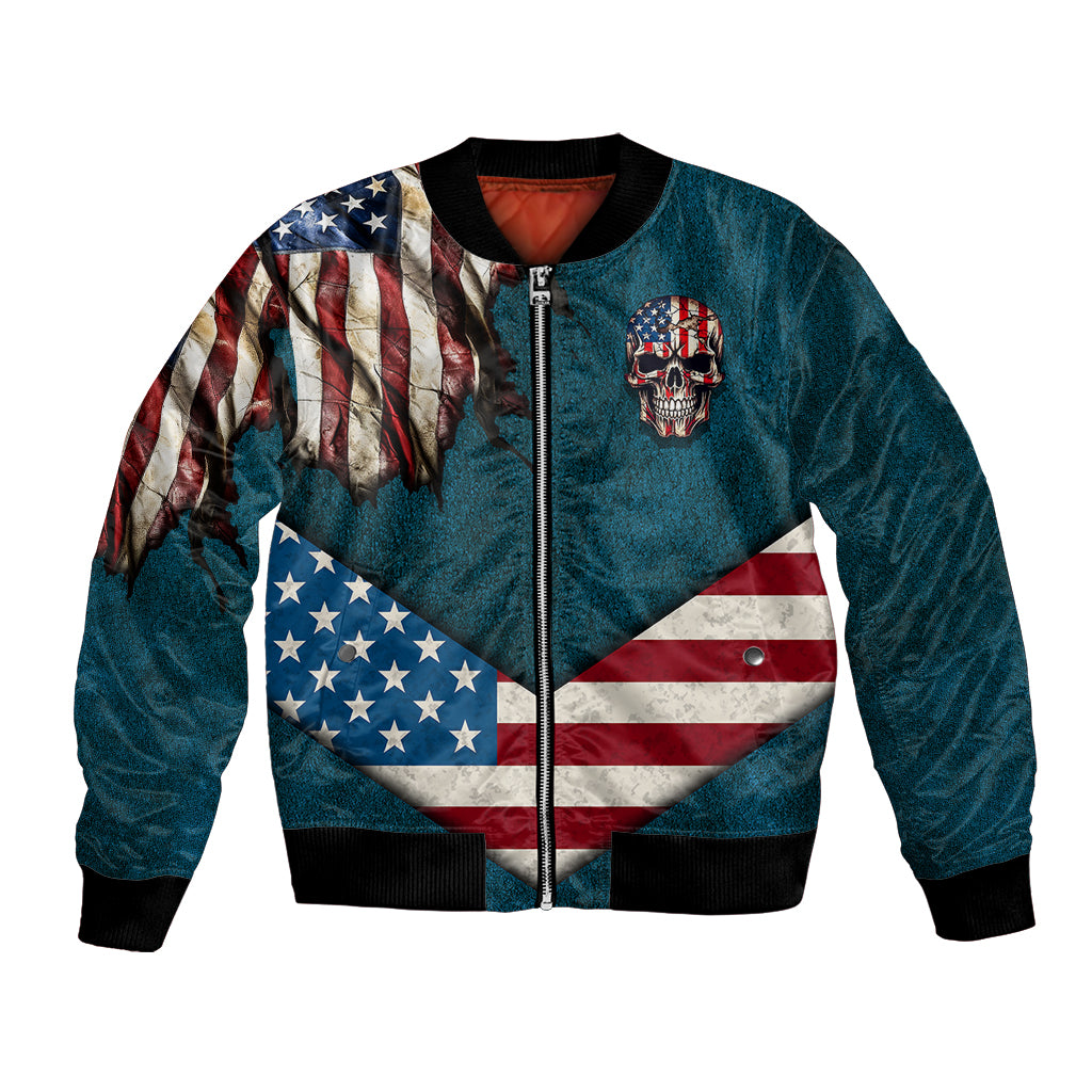 American Flag Skull Bomber Jacket I'm an American I Have The Right To Bear Arms Your Approval Is Not Required - Wonder Print Shop