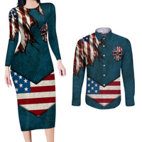 American Flag Skull Couples Matching Long Sleeve Bodycon Dress and Long Sleeve Button Shirts I'm an American I Have The Right To Bear Arms Your Approval Is Not Required - Wonder Print Shop