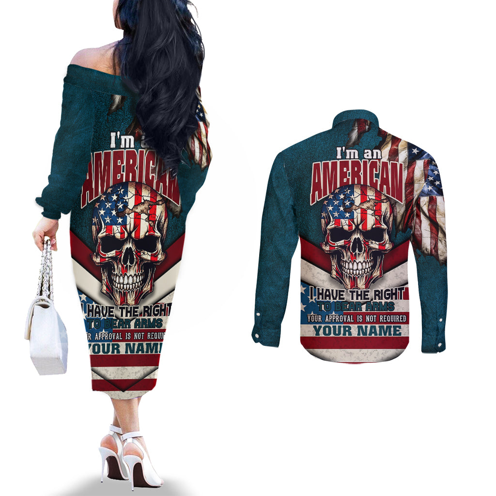 american-flag-skull-couples-matching-off-the-shoulder-long-sleeve-dress-and-long-sleeve-button-shirts-im-an-american-i-have-the-right-to-bear-arms-your-approval-is-not-required