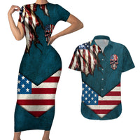 American Flag Skull Couples Matching Short Sleeve Bodycon Dress and Hawaiian Shirt I'm an American I Have The Right To Bear Arms Your Approval Is Not Required - Wonder Print Shop