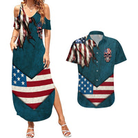 American Flag Skull Couples Matching Summer Maxi Dress and Hawaiian Shirt I'm an American I Have The Right To Bear Arms Your Approval Is Not Required - Wonder Print Shop