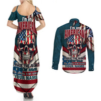 American Flag Skull Couples Matching Summer Maxi Dress and Long Sleeve Button Shirts I'm an American I Have The Right To Bear Arms Your Approval Is Not Required - Wonder Print Shop