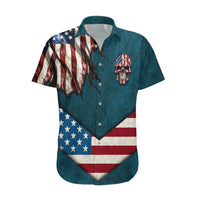American Flag Skull Hawaiian Shirt I'm an American I Have The Right To Bear Arms Your Approval Is Not Required - Wonder Print Shop