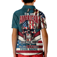 American Flag Skull Kid Polo Shirt I'm an American I Have The Right To Bear Arms Your Approval Is Not Required - Wonder Print Shop