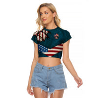 American Flag Skull Raglan Cropped T Shirt I'm an American I Have The Right To Bear Arms Your Approval Is Not Required - Wonder Print Shop
