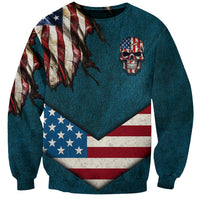 American Flag Skull Sweatshirt I'm an American I Have The Right To Bear Arms Your Approval Is Not Required - Wonder Print Shop