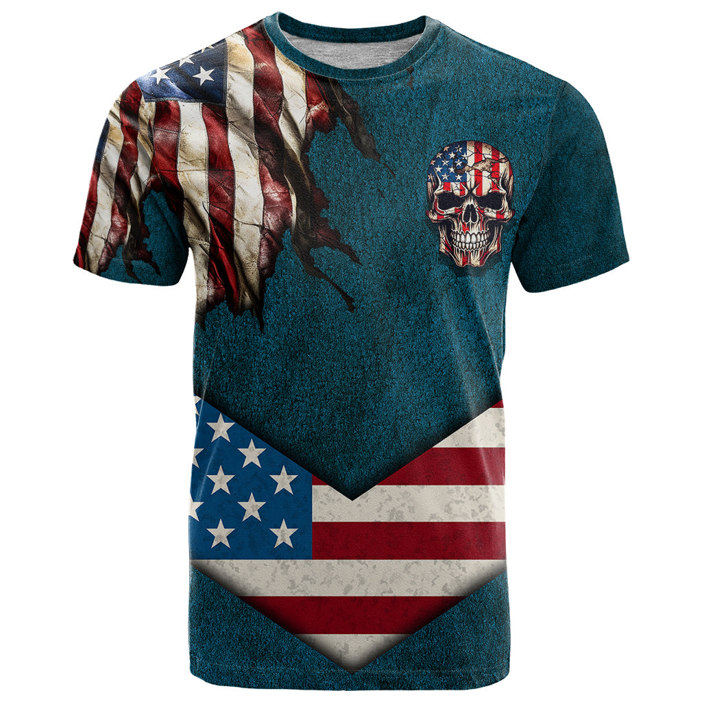 American Flag Skull T Shirt I'm an American I Have The Right To Bear Arms Your Approval Is Not Required - Wonder Print Shop