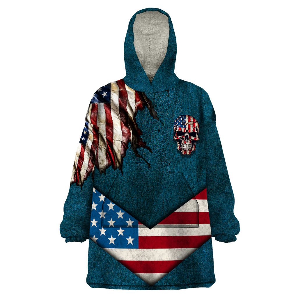 American Flag Skull Wearable Blanket Hoodie I'm an American I Have The Right To Bear Arms Your Approval Is Not Required - Wonder Print Shop