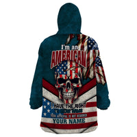 American Flag Skull Wearable Blanket Hoodie I'm an American I Have The Right To Bear Arms Your Approval Is Not Required - Wonder Print Shop