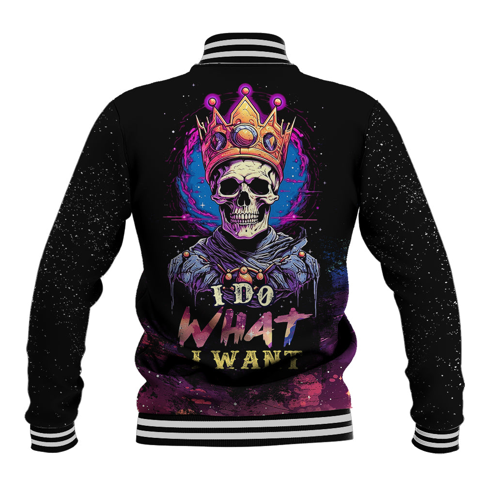 King Skeleton Baseball Jacket I Do What I Want - Wonder Print Shop