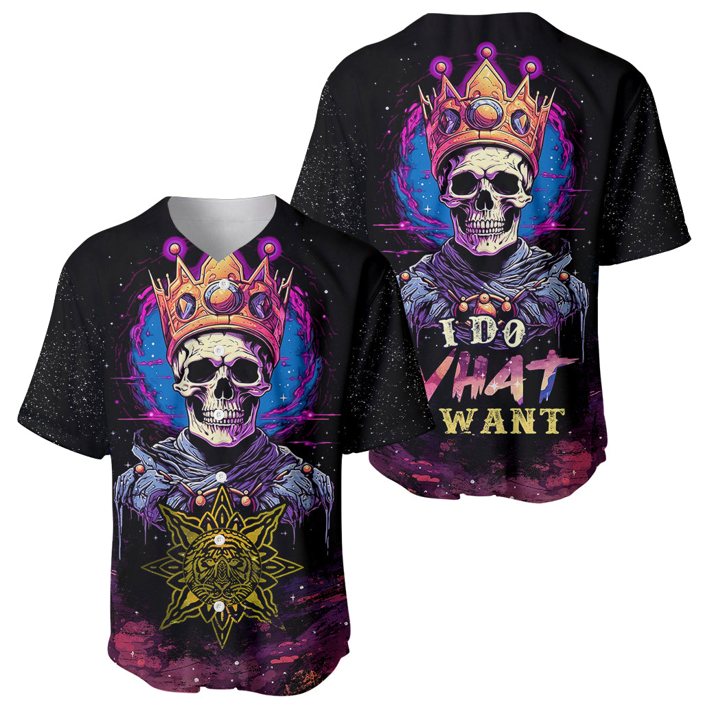 King Skeleton Baseball Jersey I Do What I Want - Wonder Print Shop