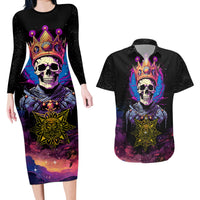 King Skeleton Couples Matching Long Sleeve Bodycon Dress and Hawaiian Shirt I Do What I Want - Wonder Print Shop