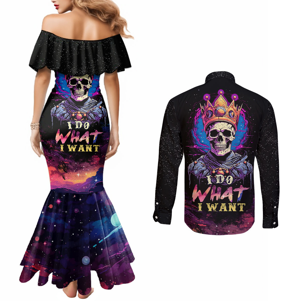 king-skeleton-couples-matching-mermaid-dress-and-long-sleeve-button-shirts-i-do-what-i-want