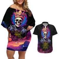 King Skeleton Couples Matching Off Shoulder Short Dress and Hawaiian Shirt I Do What I Want - Wonder Print Shop
