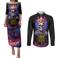 King Skeleton Couples Matching Puletasi Dress and Long Sleeve Button Shirts I Do What I Want - Wonder Print Shop