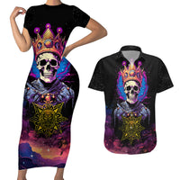 King Skeleton Couples Matching Short Sleeve Bodycon Dress and Hawaiian Shirt I Do What I Want - Wonder Print Shop