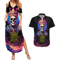 King Skeleton Couples Matching Summer Maxi Dress and Hawaiian Shirt I Do What I Want - Wonder Print Shop