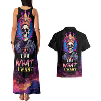 King Skeleton Couples Matching Tank Maxi Dress and Hawaiian Shirt I Do What I Want - Wonder Print Shop