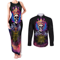 King Skeleton Couples Matching Tank Maxi Dress and Long Sleeve Button Shirts I Do What I Want - Wonder Print Shop