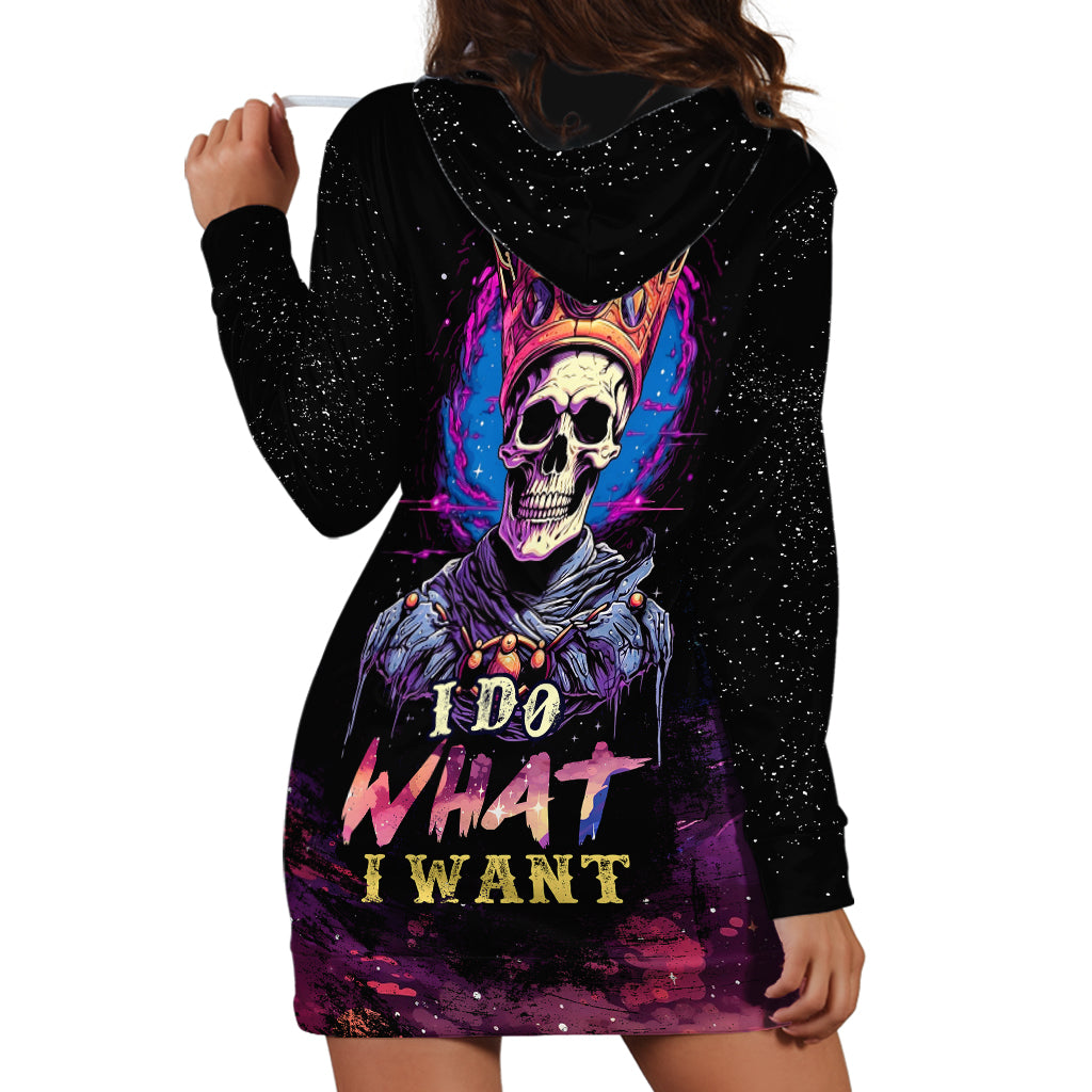 King Skeleton Hoodie Dress I Do What I Want - Wonder Print Shop