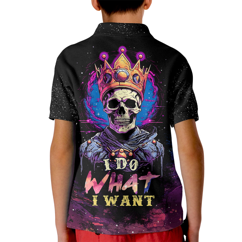 King Skeleton Kid Polo Shirt I Do What I Want - Wonder Print Shop