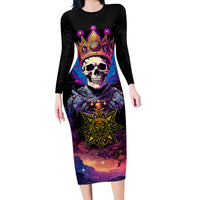King Skeleton Long Sleeve Bodycon Dress I Do What I Want - Wonder Print Shop