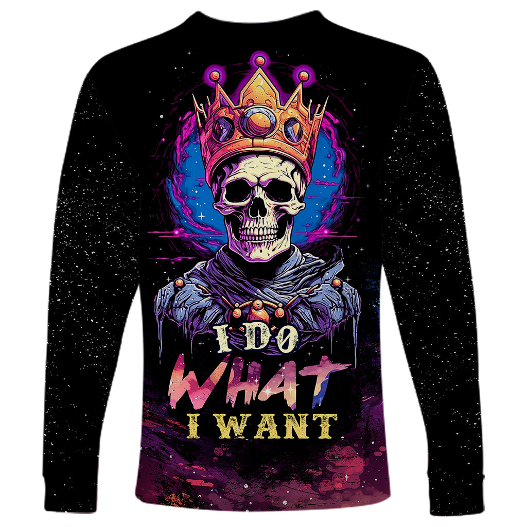 King Skeleton Long Sleeve Shirt I Do What I Want - Wonder Print Shop