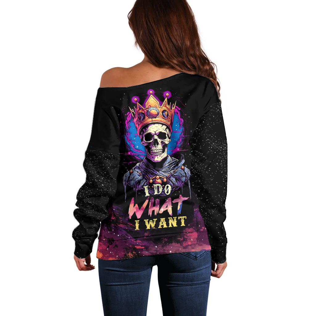 King Skeleton Off Shoulder Sweater I Do What I Want - Wonder Print Shop
