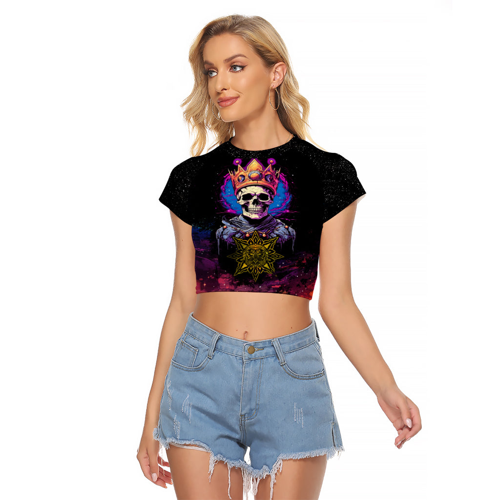King Skeleton Raglan Cropped T Shirt I Do What I Want - Wonder Print Shop