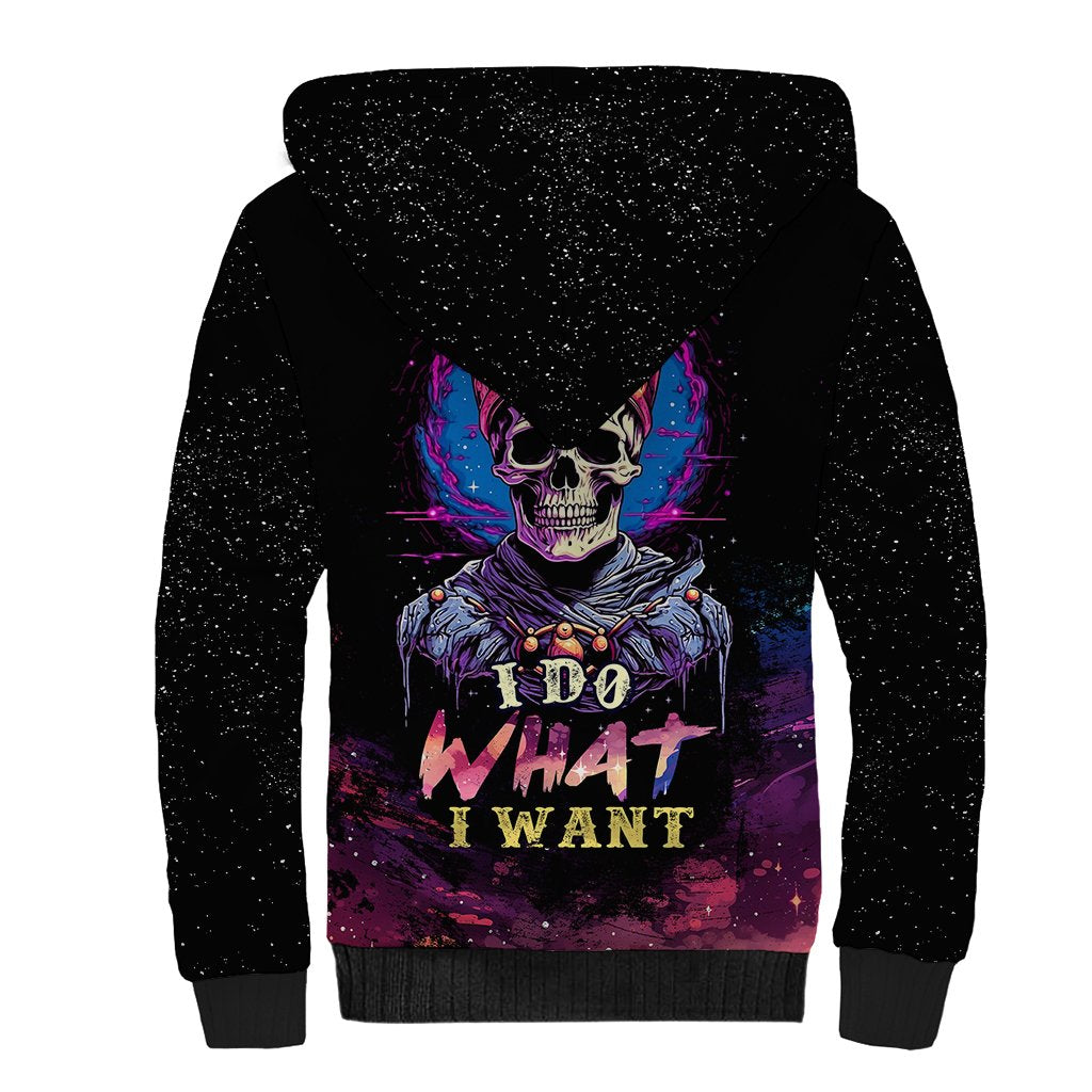 King Skeleton Sherpa Hoodie I Do What I Want - Wonder Print Shop