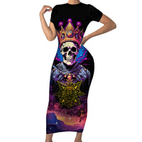 King Skeleton Short Sleeve Bodycon Dress I Do What I Want - Wonder Print Shop