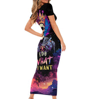 King Skeleton Short Sleeve Bodycon Dress I Do What I Want - Wonder Print Shop