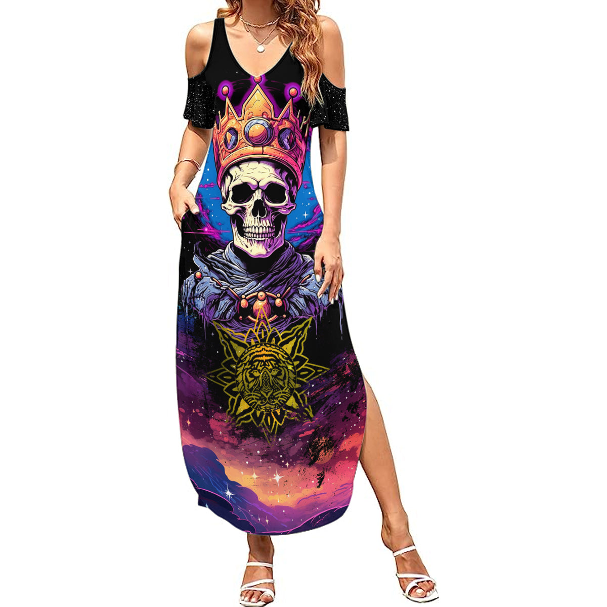 King Skeleton Summer Maxi Dress I Do What I Want - Wonder Print Shop