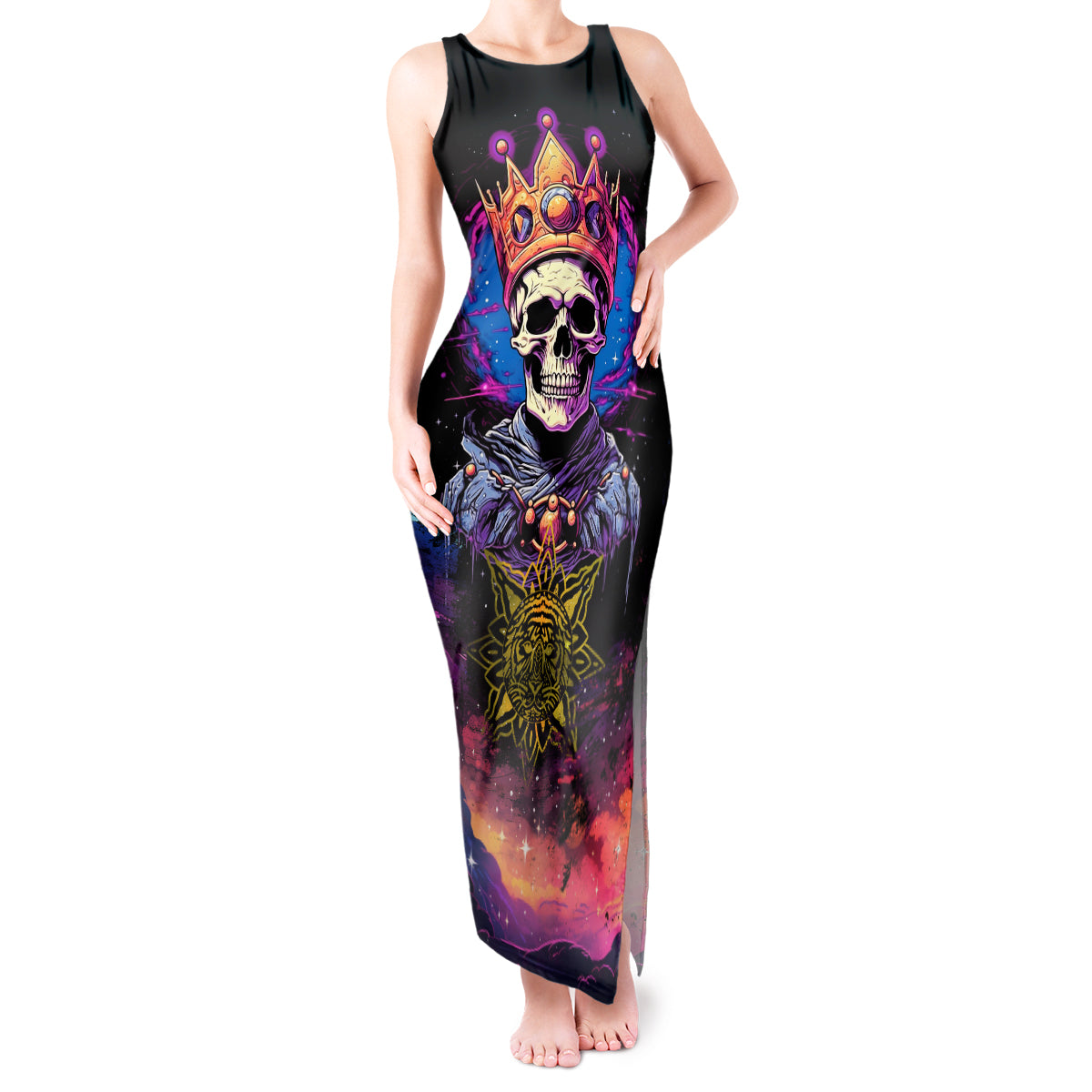 King Skeleton Tank Maxi Dress I Do What I Want - Wonder Print Shop