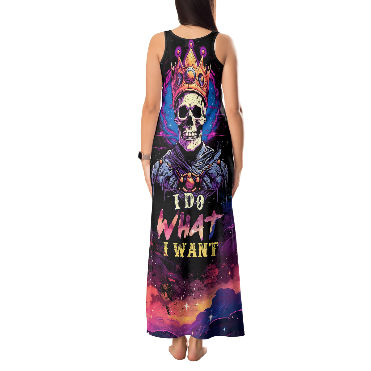 King Skeleton Tank Maxi Dress I Do What I Want - Wonder Print Shop