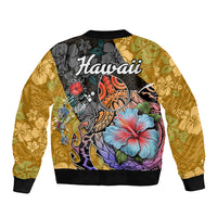 Hawaii Polynesian Bomber Jacket Turtles and Hibiscus Flower Gradient Pattern - Wonder Print Shop