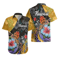 Hawaii Polynesian Hawaiian Shirt Turtles and Hibiscus Flower Gradient Pattern - Wonder Print Shop